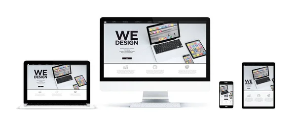Dispositivos que muestran sitio web de diseño de aplicaciones — Foto de Stock