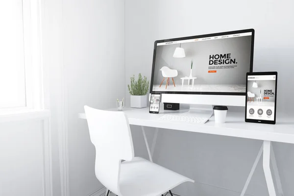 Perangkat dengan interior desain situs di layar — Stok Foto