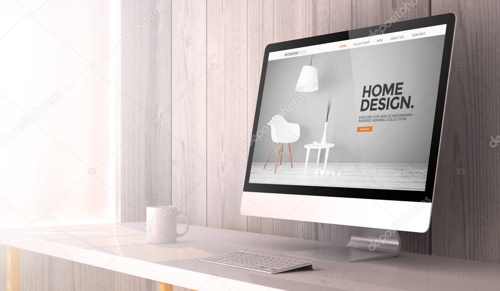 computer showing interior design website