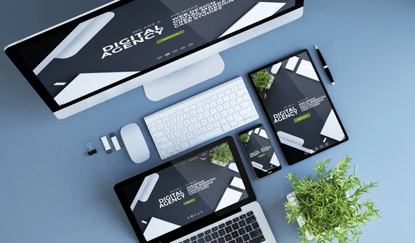 cihazlar dijital Ajansı Web sitesinde ekranlar ile 