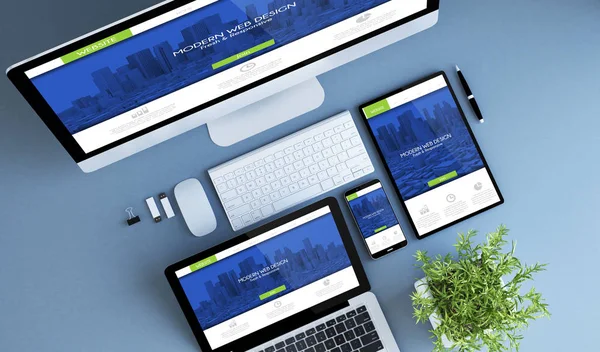 Apparaten met moderne ontwerp website over schermen — Stockfoto