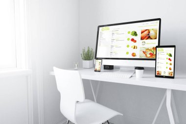  Beyaz çok az çalışma online süpermarket Web sitesi üzerindeki aygıtlar