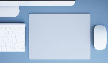 3d rendering of mousepad mockup on blue table  clipart