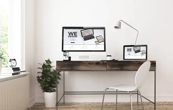 Rendering Van Website Design Laptop — Stockfoto