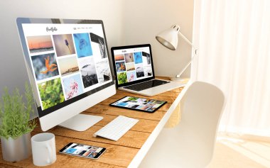3D render fotoğraf portföyü becerikli alet ekranlarında