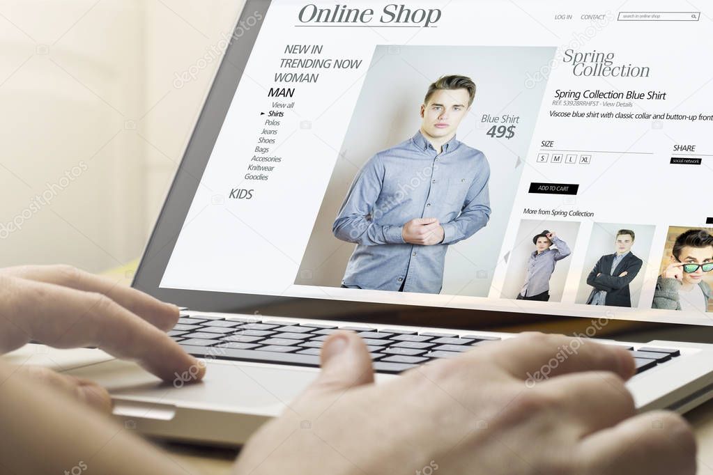 man doing shopping online using laptop 