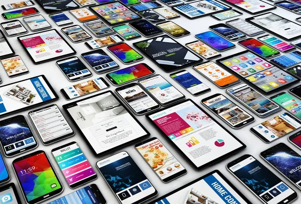 Different Modern Devices Collection Rendering — Stock Photo, Image