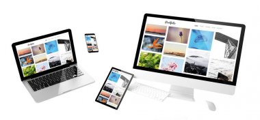 Portföy Web sitesi, duyarlı tasarım, 3d render aygıtlarla uçan