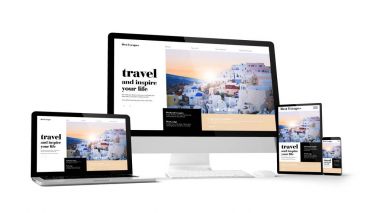 Seyahat Acentası Web sitesi, duyarlı aygıtlarla tasarım, 3d render