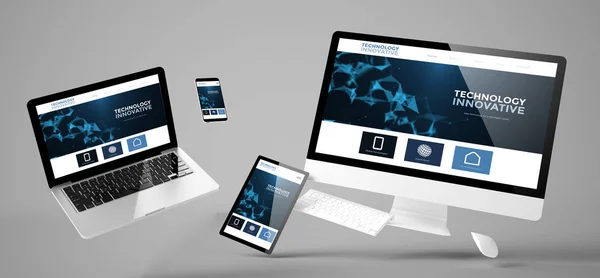 flying devices with innovative technology website, responsive design, 3d rendering