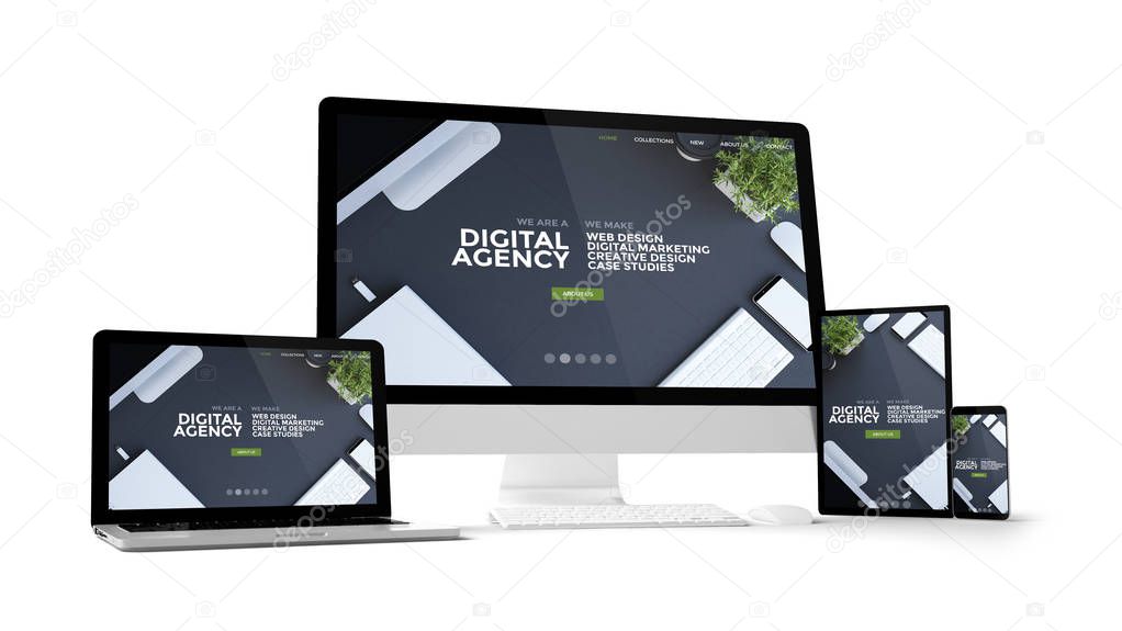 digital agency computer gadgets, 3d rendering