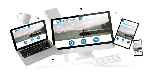 Dispositivos Con Sitio Web Diseño Web Renderizado —  Fotos de Stock