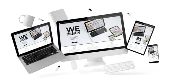 Dispositivi Con Progettiamo Sito Web Rendering — Foto Stock