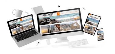 Seyahat Acentası Web sitesi, 3d render ile ofis cihazları