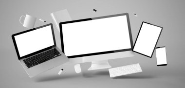 tablo üzerinde başı işleri 3D render 