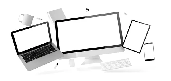 Rendering Office Stuff Isolated White Background — Stock Photo, Image