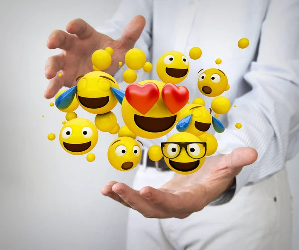 Communications Concept Emoticons Hands — Stock Photo, Image