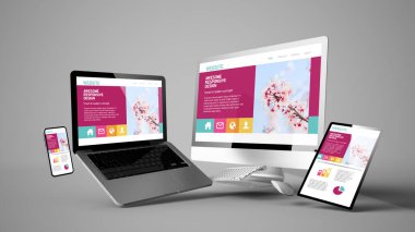 rengarenk cevap veren web sitesi tasarımı 3d biçimlendirmeli uçan aygıtlar