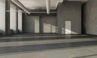 beton salon iç mimari 3D görüntüleme