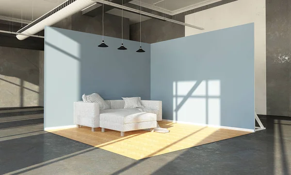 Ausstellungsraum Für Sofas Der Innenhalle Rendering — Stockfoto