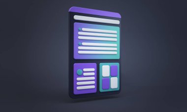 tablet ekranı Ux tasarım konsepti 3d oluşturma