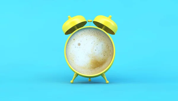 Yellow Clock Coffee Rendering Coffee — Stock Photo, Image