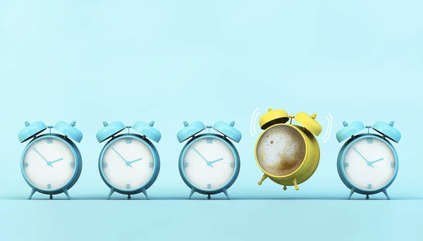 Alarm Clock Collection Coffee Concept Rendering — Stock Photo, Image