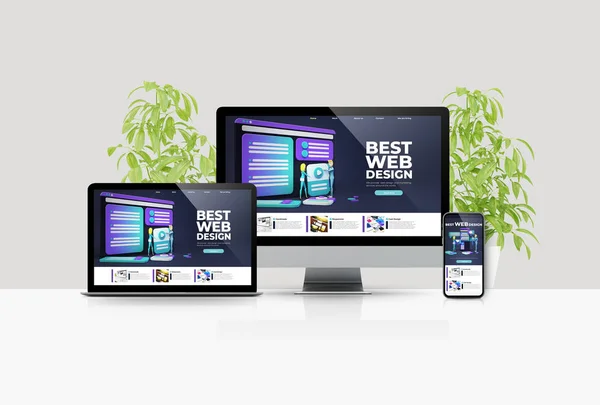 Apparaten Mock Beste Web Design Rendering — Stockfoto