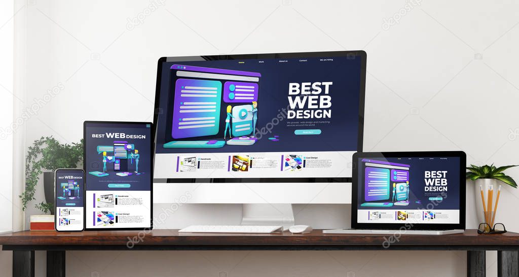 front view devices best web design 3d rendering