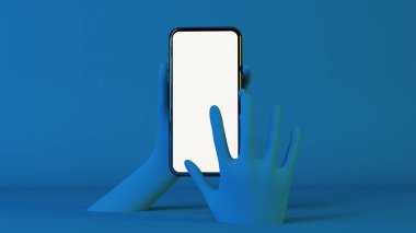 Klasik mavi eller 3D dokunmatik akıllı telefon görüntüleme.
