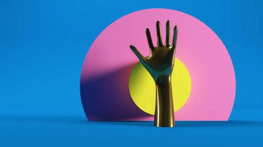 Altın el rengarenk hedefte 3D görüntüleme