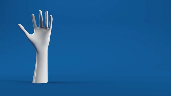 Weiße Hand Auf Blauem Hintergrund Rendering — Stockfoto