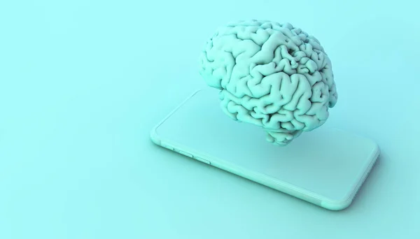 Phone Brain Blue Rendering Concept — 스톡 사진