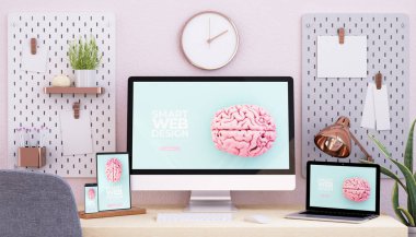 Pembe ve Gül Altın Stüdyosu ile ilgili cihazlar ve ilgili web sitesi 3D görüntüleme
