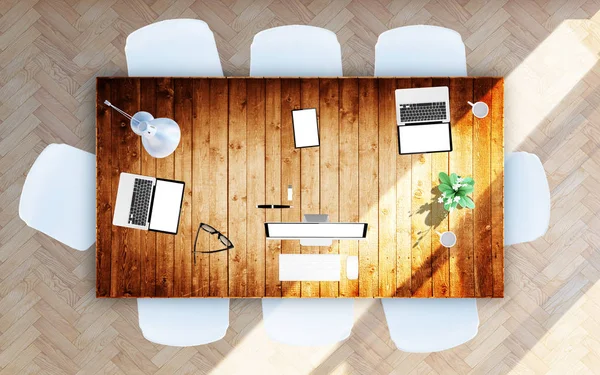 Business Desktop Top View Rendering — Stock Photo, Image