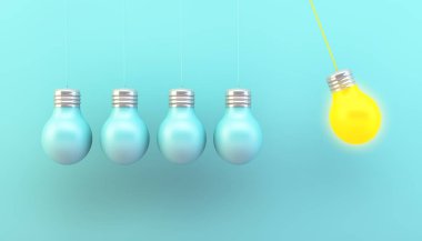 3 boyutlu görüntüleme kavramına sahip bir ampulü asmak