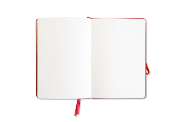 Open Red Notebook Isolated White Background — 스톡 사진