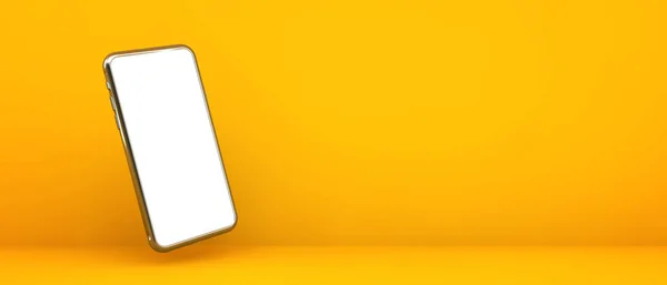 Smartphone Yellow Background Rendering Mockup — Stock Photo, Image