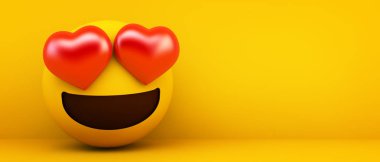 emoticon with hearts love concept 3d rendering