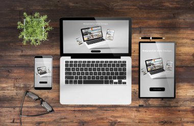 responsive web design on devices 3d rendering