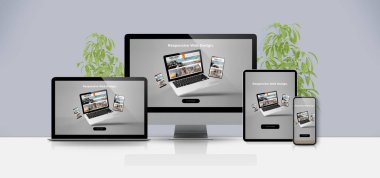 devices mock-up responsive website 3d rendering 