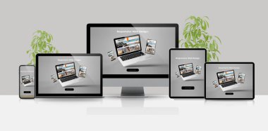 devices mock-up responsive website 3d rendering 