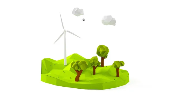 可持续能源生产概念3D渲染 — 图库照片