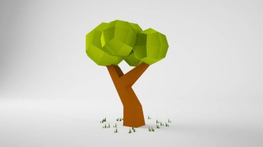 düşük poli ağaç 3d görüntüleme