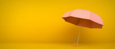 Sarı zemin üzerinde pembe şemsiye 3D görüntüleme