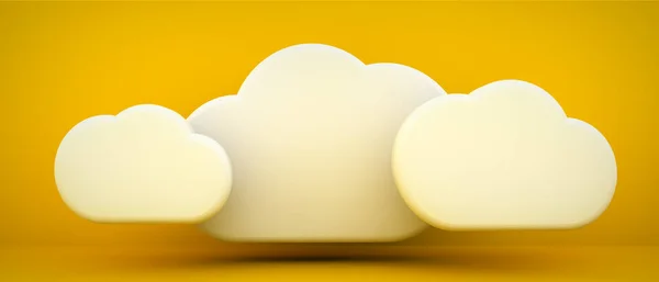 Nubes Sobre Fondo Amarillo Renderizado —  Fotos de Stock