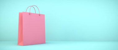 Pembe alışveriş çantası 3D görüntüleme