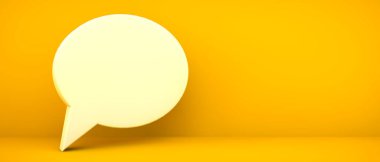 chat icon on yellow background 3d rendering clipart