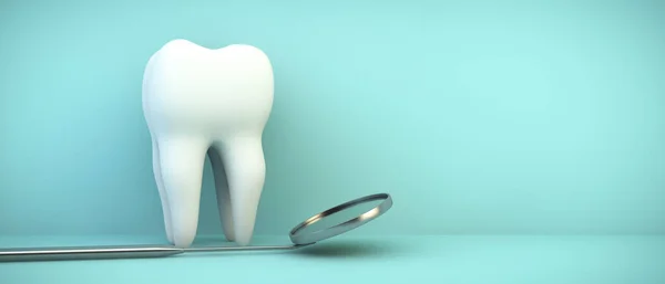 牙镜及牙面3D渲染 — 图库照片