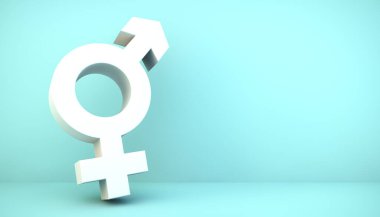 gender icon on blue background 3d rendering clipart